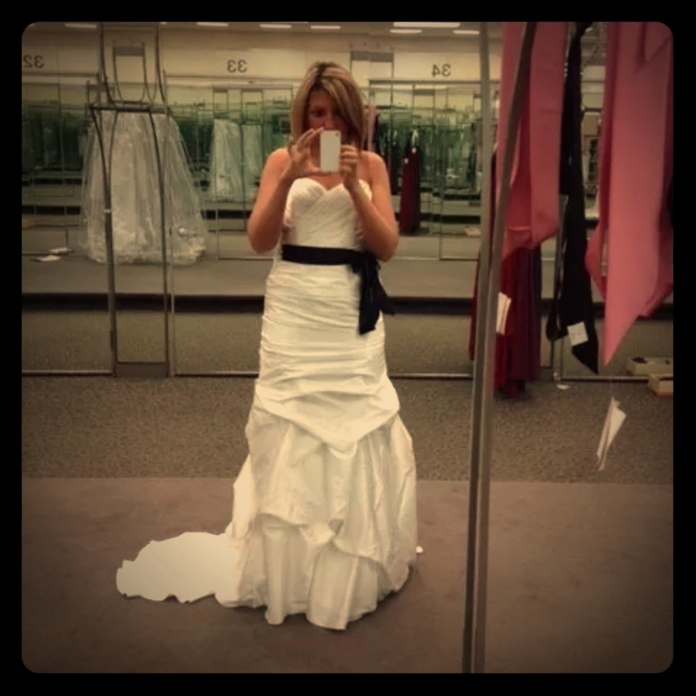 David’s Bridal Satin white Ballroom wedding dress